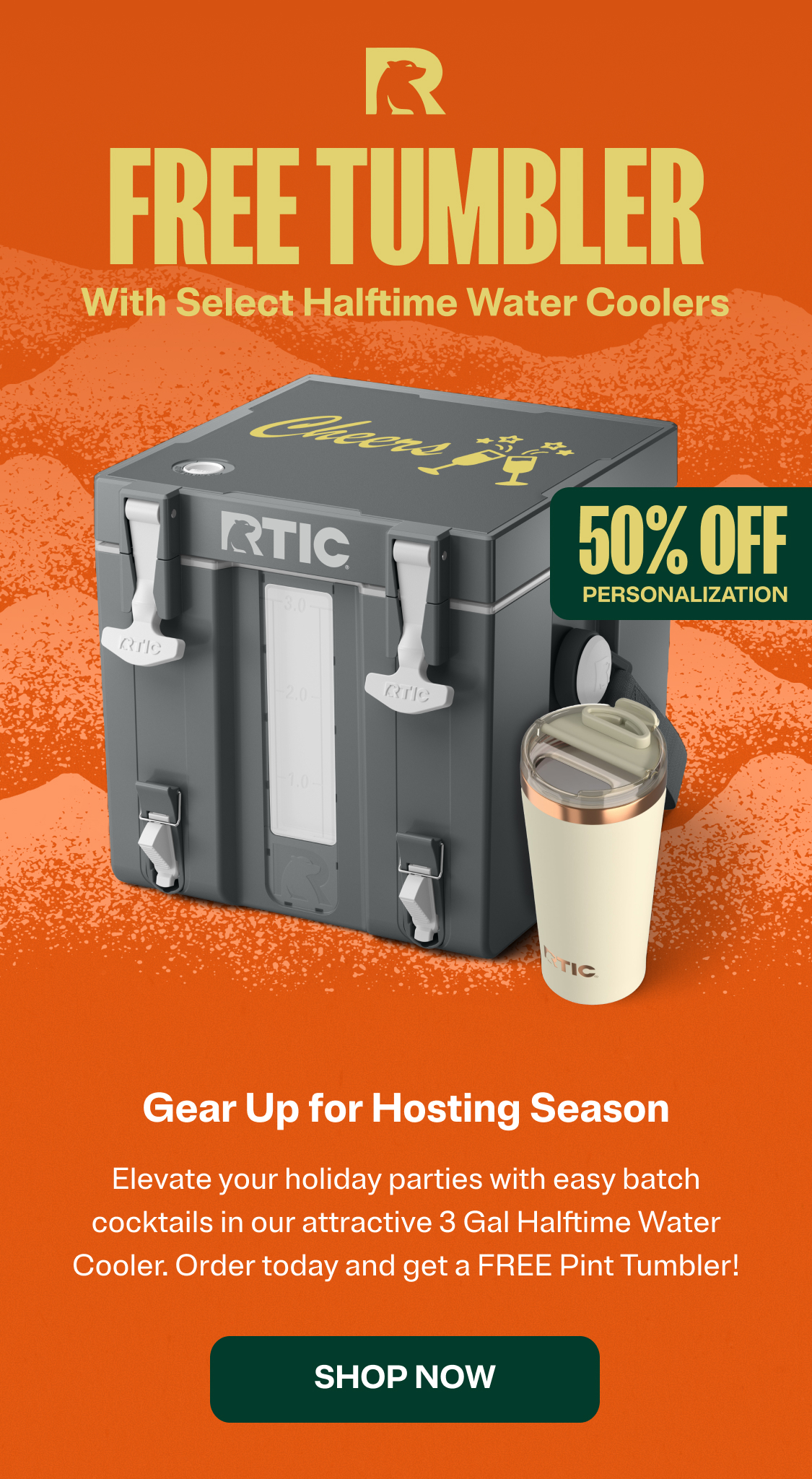 Free Tumbler with Select Halftime Water Coolers