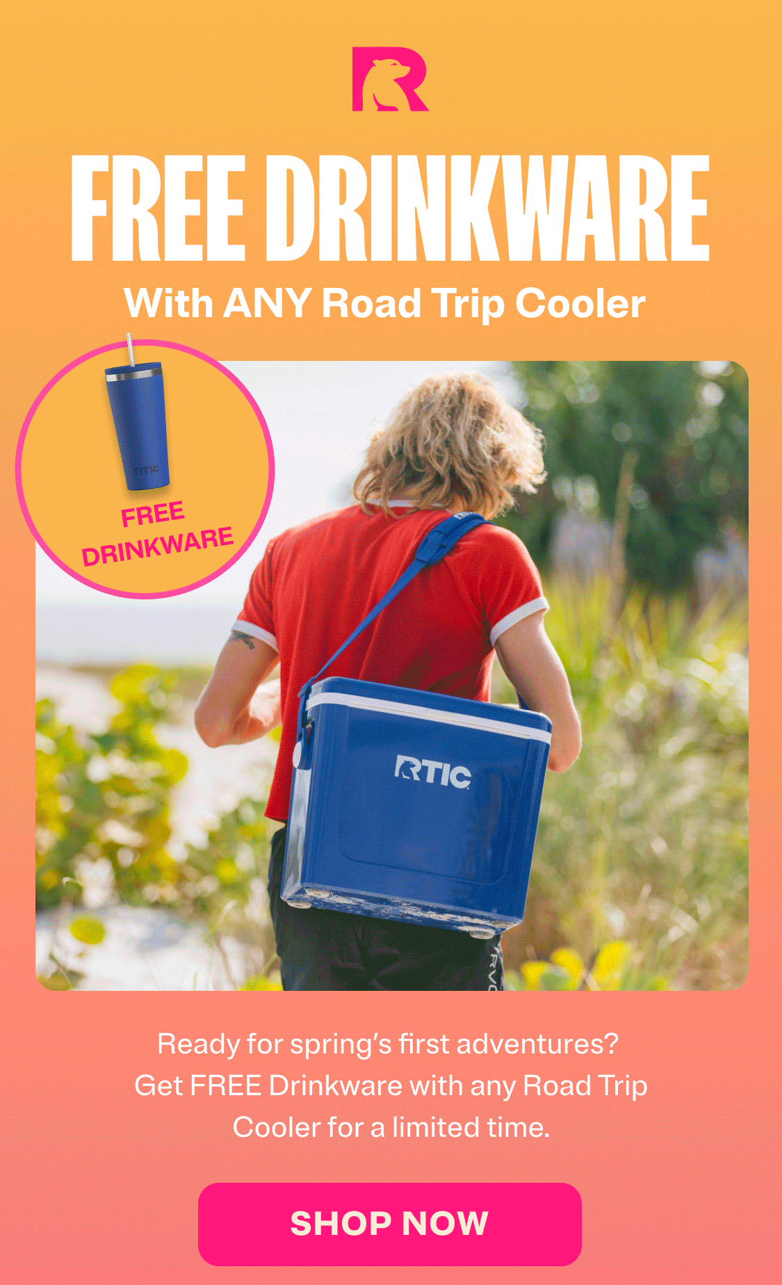 Free drinkware with ANY road trip cooler. Shop Now.