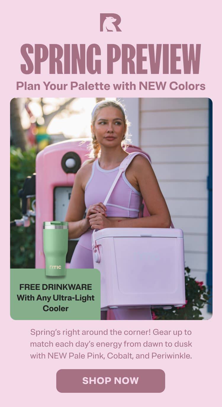 Plan your palette with new colors plus get FREE drinkware with any ultra-light cooler.