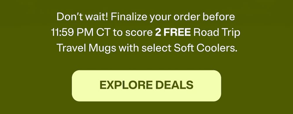 2 free travel mugs with select soft coolers ends tonight - explore deals