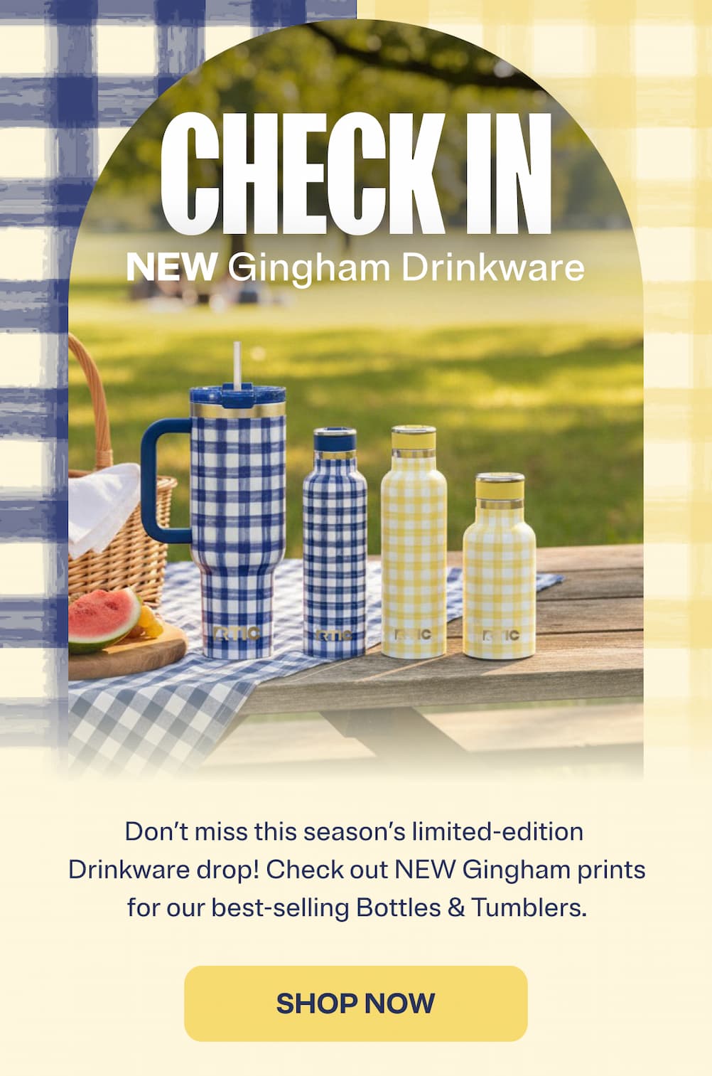 Check In New Gingham Drinkware