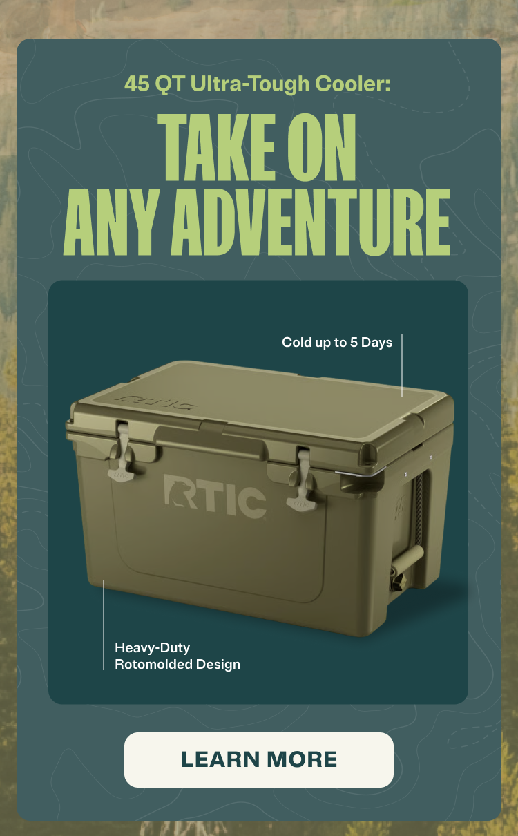 45 QT Ultra-tough cooler: take on any adventure. 