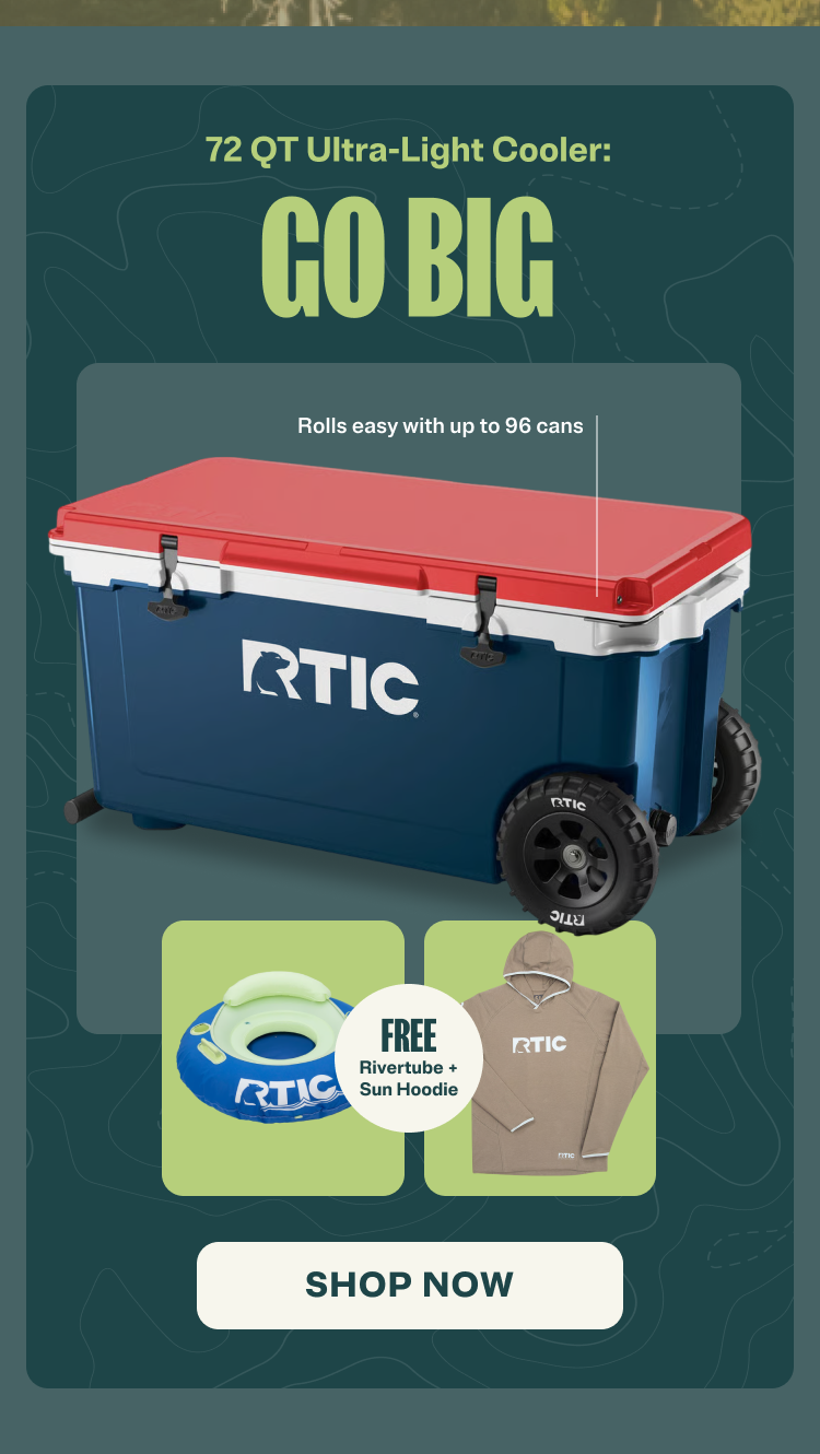 72 QT Ultra-light cooler with FREE Rivertube + Sun hoodie