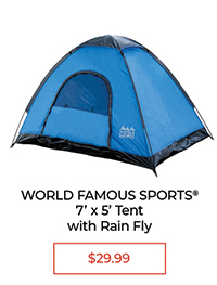 World Famous Sports® 7' x 5' Tent With Rain Fly - $29.99