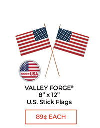 Valley Forge 8" x 12" U.S. Stick Flags - 89¢ Each