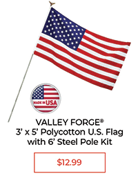 Valley Forge 3' x 5' Polycotton U.S. Flag With 6' Steel Pole Kit - $12.99