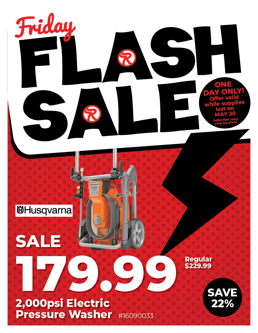 Friday Flash Sale - Husqvarna 2,000psi Electric Pressure Washer - $179.99