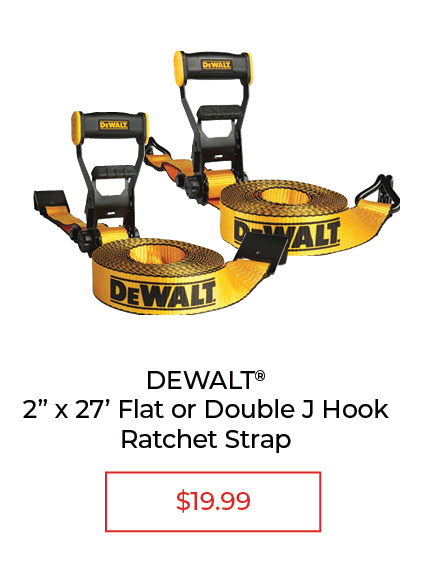 DeWalt 2” x 27’ Flat Hook Ratchet Strap