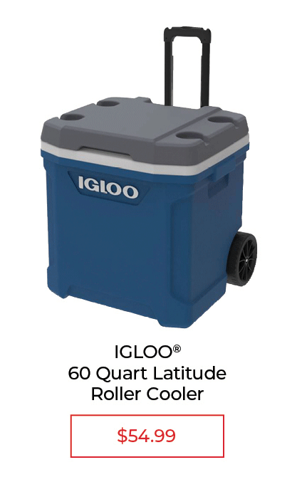 IGLOO 60 Quart Latitude Roller Cooler - $54.99