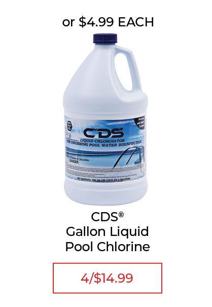 CDS Gallon Liquid Pool Chlorine for price of 4 for $14.99, or $4.99 each
