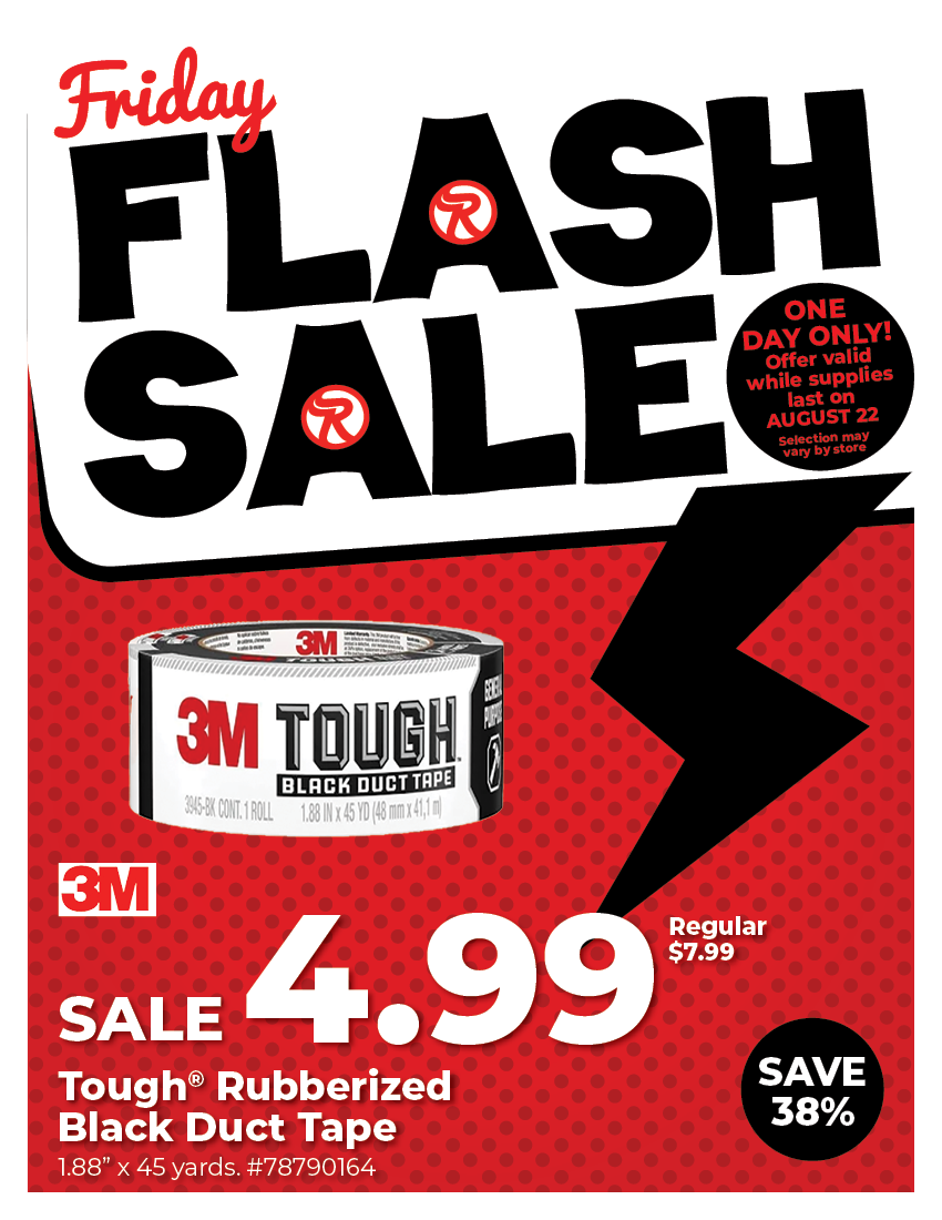 Friday Flash Sale - 3M Tough Rubberized Black Duct Tape SALE 4.99
