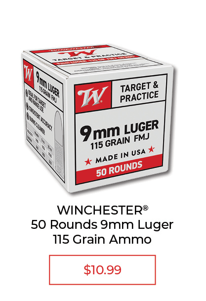 Winchester 9mm Luger, 115 Grain Ammo - SALE $10.99