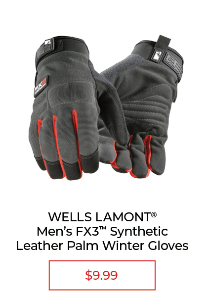 Wells Lamont Men's Synthetic Leather Palm Winter Gloves - SALE $9.99