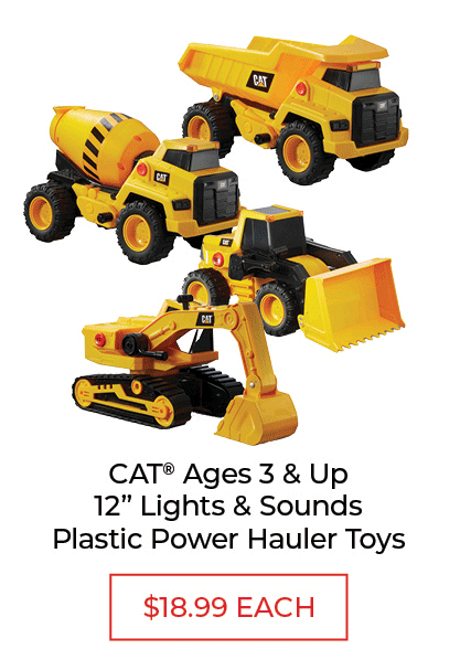 CAT 12" Lights & Sounds Plastic Power Hauler Toys - SALE $18.99