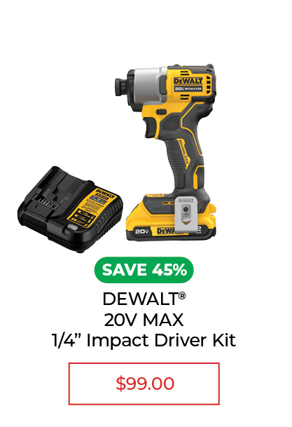 DEWALT® 20V MAX Brushless Cordless 1/4 in. Impact Driver Kit - SALE $99.00
