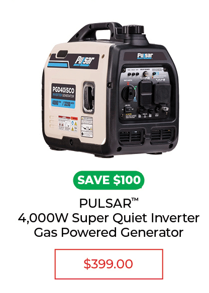 PULSAR™ 4000W Super Quiet Inverter Gas Powered Generator - SALE $399.99