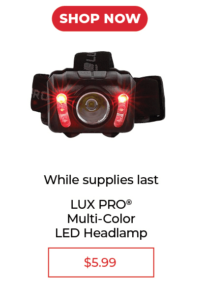 LUX PRO® Multi-Color LED Headlamp - SALE $5.99