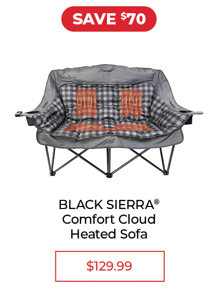 Black Sierra Comfort Cloud Heated Sofa - SALE $129.99