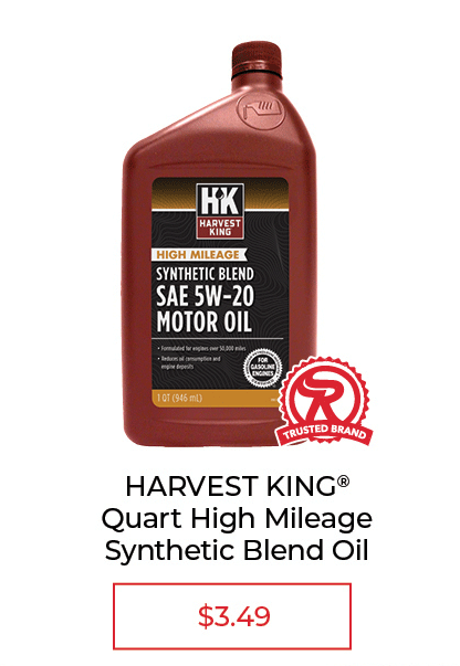 Harvest King High Mileage Synthetic Blend SAE 5W-20 Motor Oil - 1qt - SALE $3.49