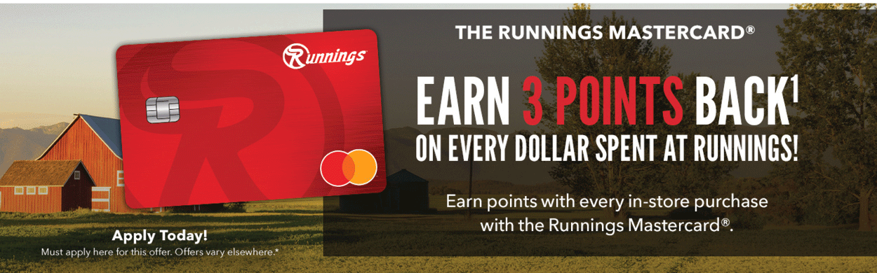 Earn Points with every In-store Purchase with the Runnings Mastercard - Apply Today!