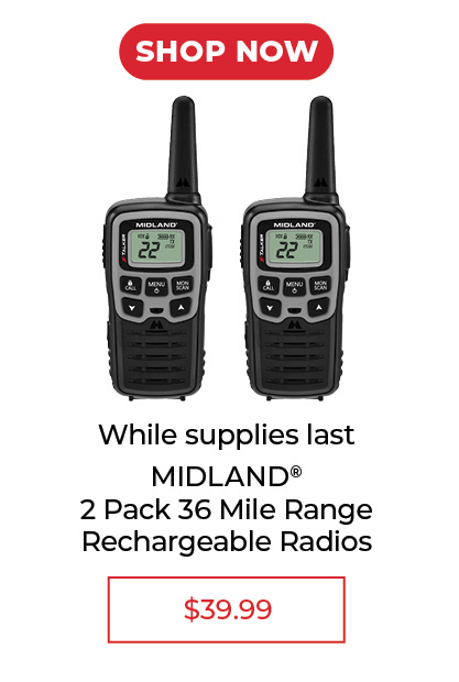 Midland 2 Pack 36 Mile Range Rechargeable Radios - SALE $39.99