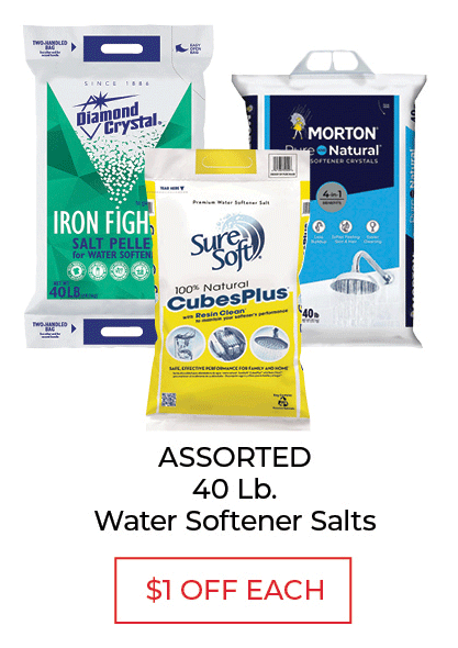 Assorted Water Softener Salts - 40 LB. - $1 Off Each