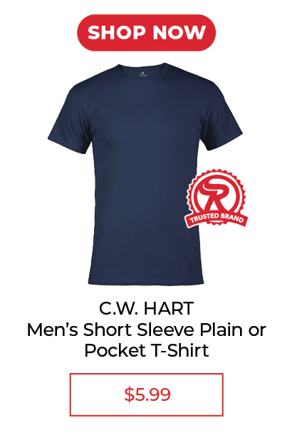 C.W. Hart™ Men's Short Sleeve Crew Neck T-Shirt - SALE $5.99