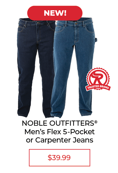 Noble Outfitters Men's Flex 5-Pocket or Carpenter Jeans- SALE $39.99