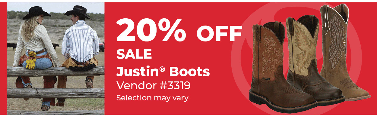 20% Off Sale on Justin Boots