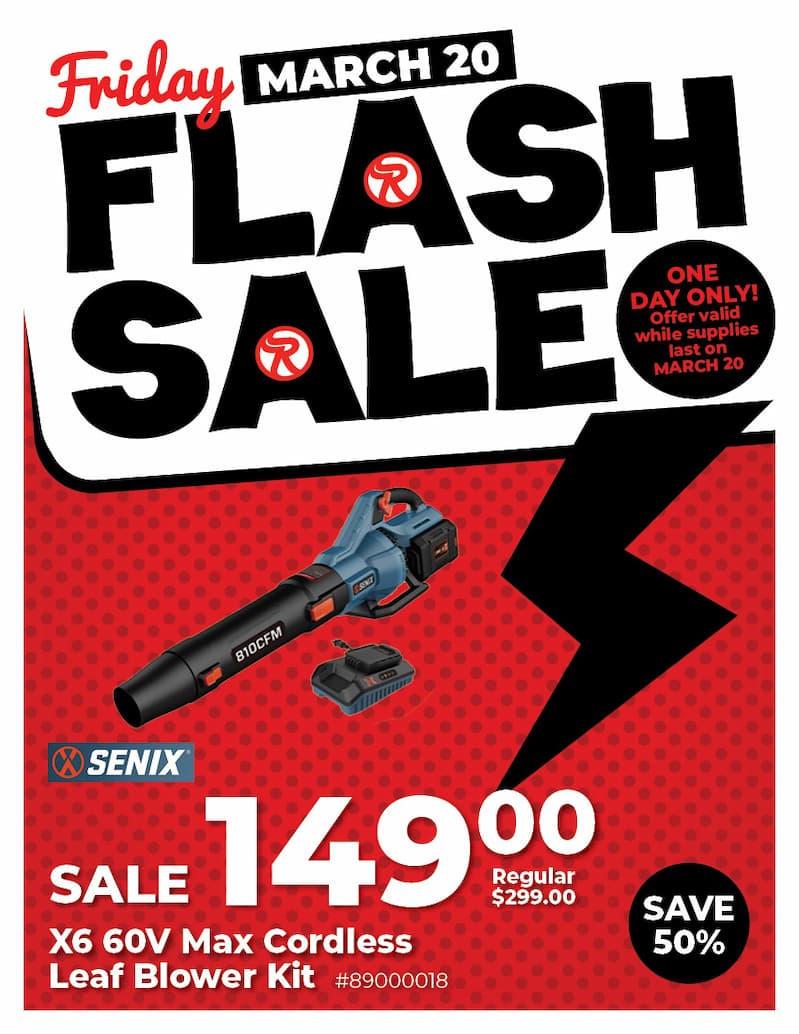 Friday Flash Sale - Senix X6 60V Max Cordless Leaf Blower Kit - SALE $4.99149.00 - 50% Off
