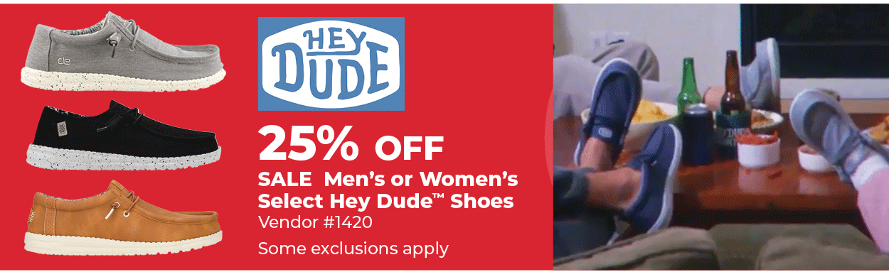 25% Off Select Hey Dude Shoes