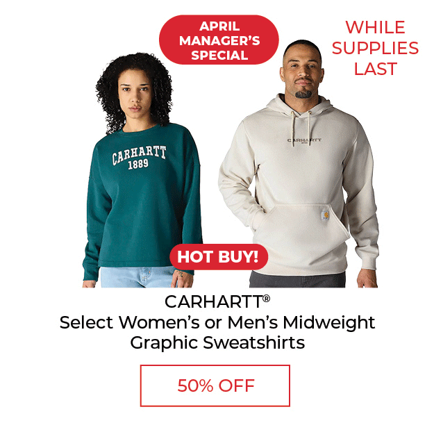 Carhartt® Select Women's or Men's Midweight Graphic Sweatshirts - SALE 50% OFF