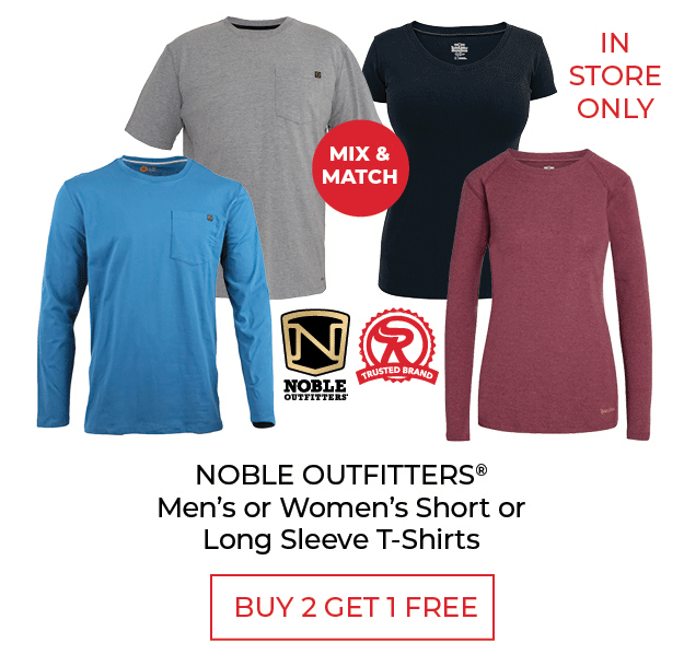 Noble Outfitters™ Men's or Women's Short or Long Sleeve T-Shirts- BUY 2 GET 1 FREE