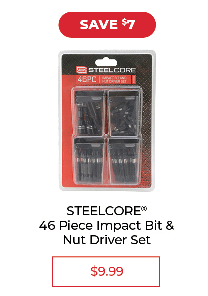 46 Piece Impact Bit & Nut Driver Set - SALE $9.99