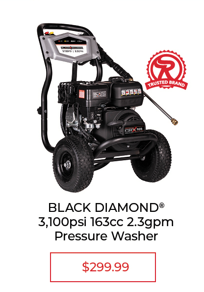 Black Diamond 3100 PSI, 163CC, 2.3GPM Gas Powered Pressure Washer - SALE $299.99