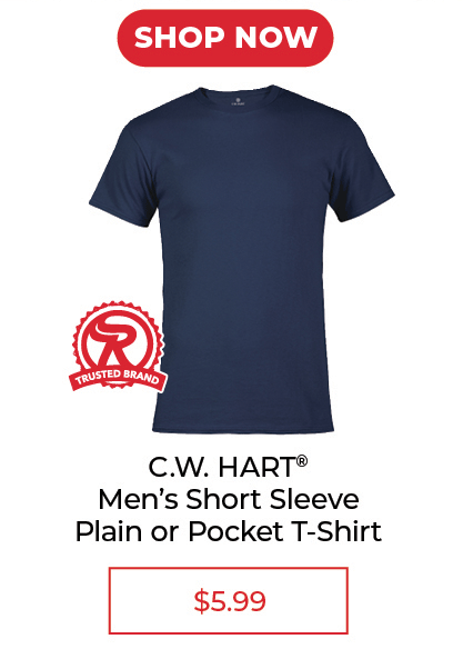 C.W. Hart™ Men's Short Sleeve Crew Neck Pocket T-Shirt - SALE $5.99