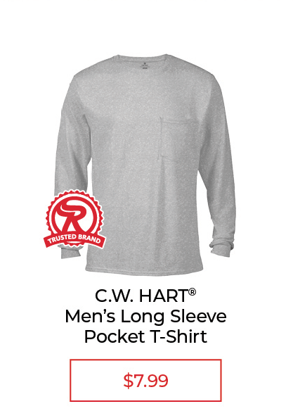 C.W. Hart™ Men's Long Sleeve Crew Neck Pocket T-Shirt - SALE $7.99