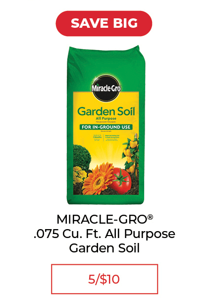 MIRACLE-GRO® .075 CU.FT. All Purpose Garden Soil - SALE 5/$10