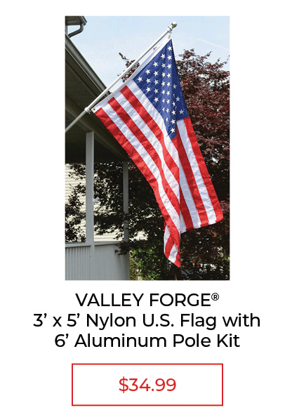 3' x 5' Nylon U.S Flag with 6' Aluminum Pole Kit - SALE $34.99