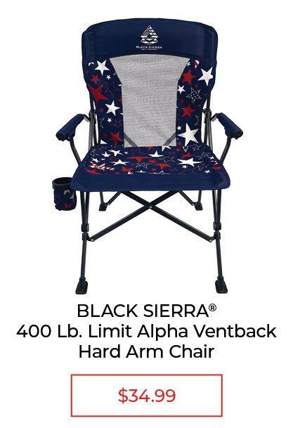 Black Sierra Stars & Stripes Alpha Vent-Back Hard-arm Chair - SALE $34.99