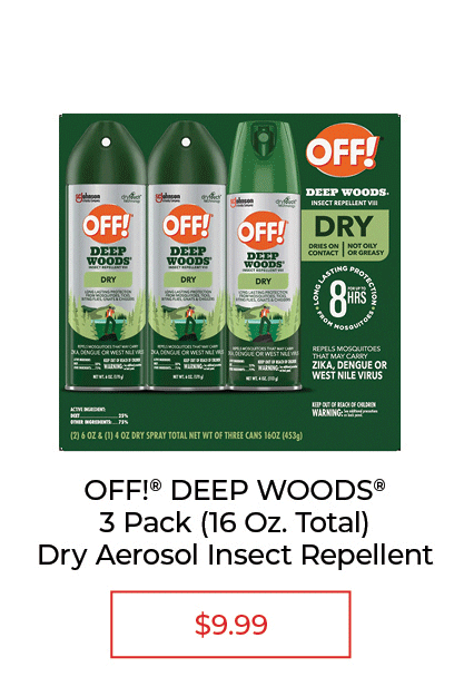 OFF!® Deep Woods® Dry Aerosol Insect Repellent, 3 pack- SALE $9.99