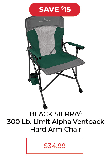 Black Sierra Alpha Vent-Back, Hard-Arm Chair - SALE $34.99