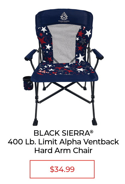 Black Sierra Stars & Stripes Alpha Vent-Back Hard-arm Chair - SALE $34.99