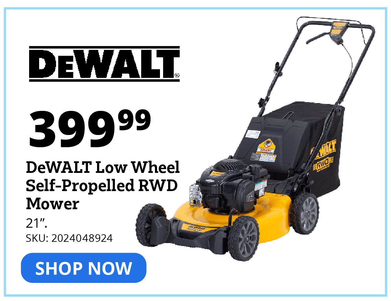 DeWalt Low Wheel Self-Propelled RWD Mower
