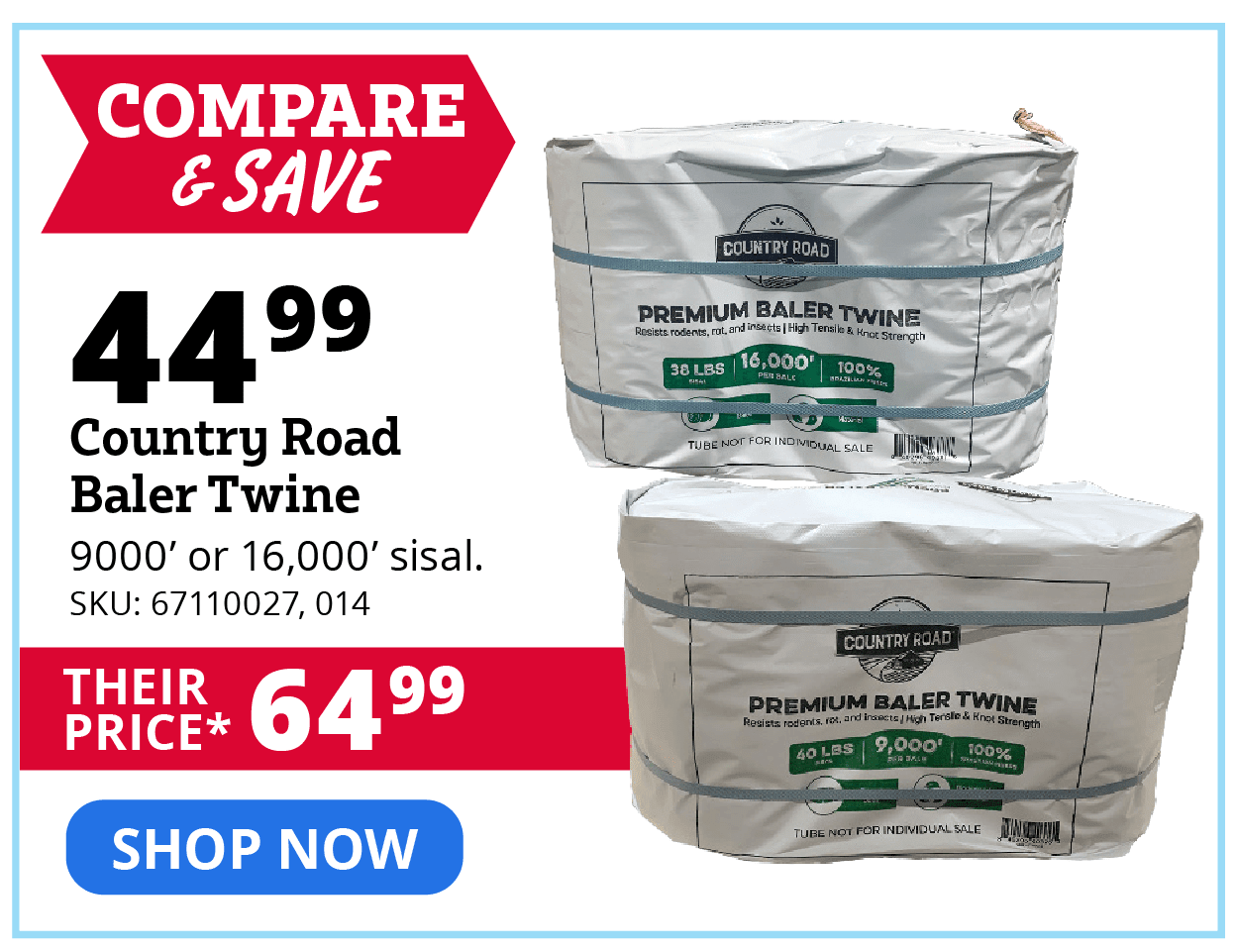 Country Road Baler Twine- 9000' or 16000'