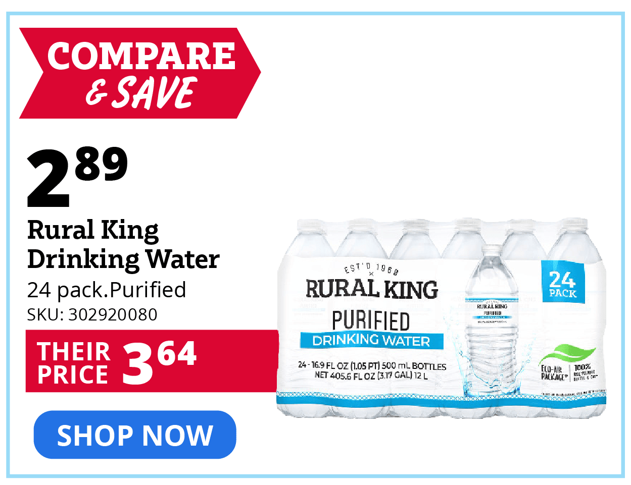 Rural King's Purified Drinking Water, 24 Pack