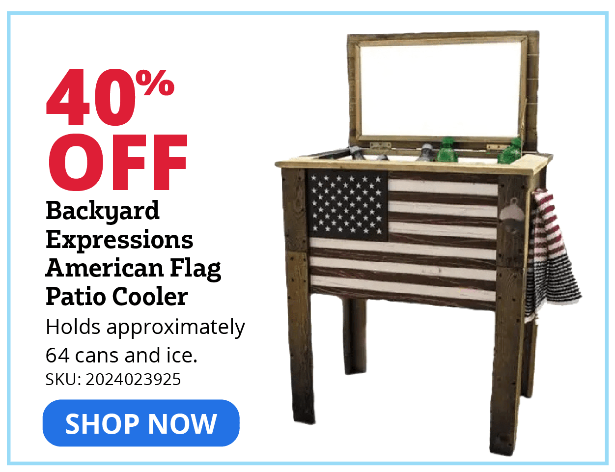40% OFF Backyard Expressions American Flag Patio Cooler