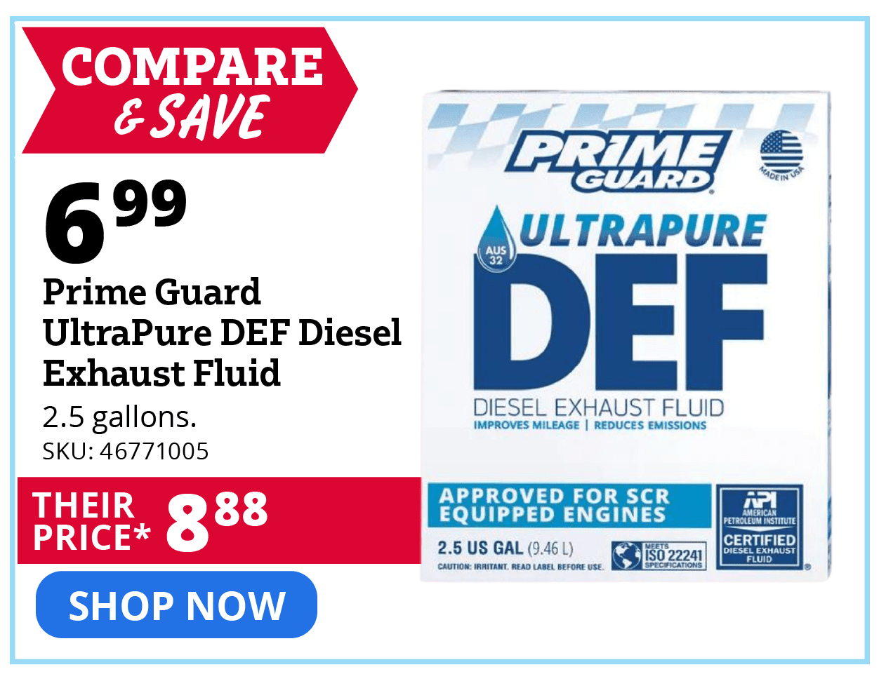 Prime Guard® Ultra Pure DEF Diesel Exhaust Fluid, 2.5 Gallon - PRIM00250