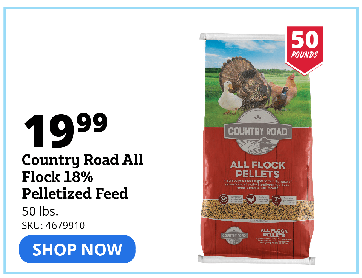 Country Road All Flock 18% Pelletized Feed, 50 lb. Bag