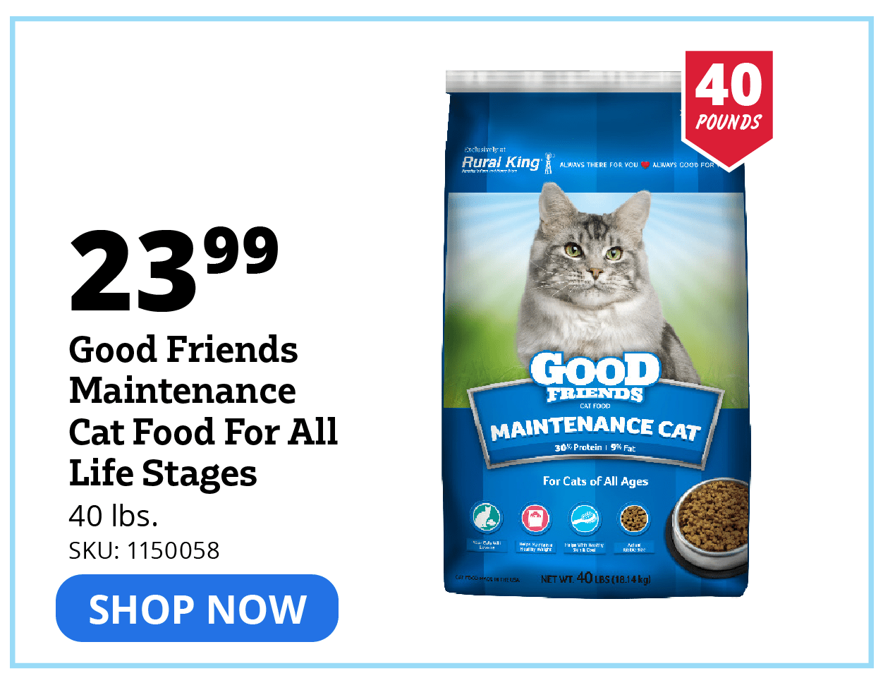 "Good Friends Maintenance Cat Food For All Life Stages SKU: 1150058" Oyster Shells, 50 lb. Bag